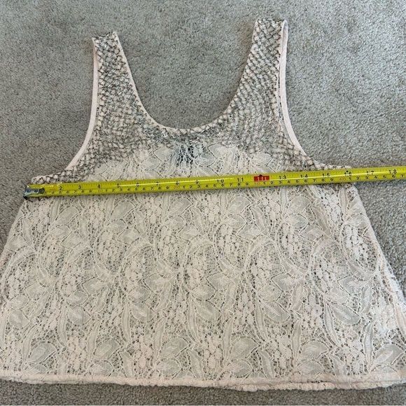Astr the label blush pink silver beaded lace crop tank Sz M - Picture 11 of 12